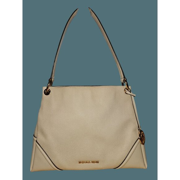 Michael Kors Nicole Leather Pebbled Shoulder Bag Off White or Cream - Picture 1 of 16